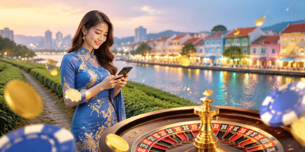 Peminat bermain roulette gaya tradisi dengan pakaian kebaya di Penang